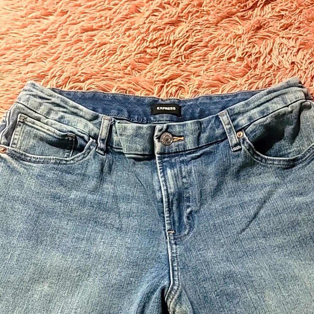 Express Flexx jeans.  70s mid rise flare. Size Large